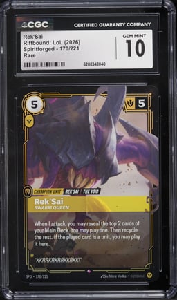 2026 Riftbound League Of Legends LoL Spiritforged Rek'Sai #170 CGC 10 GEM MINT