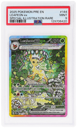 2025 Pokemon Scarlet and Violet Prismatic Evolutions Special Illustration Rare Leafeon Ex #144 PSA 9