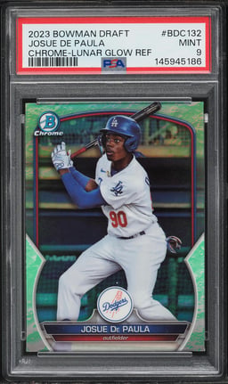 2023 Bowman Chrome Draft Lunar Glow Refractor Josue De Paula PROSPECT #BDC-132 PSA 9 MINT