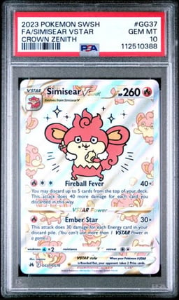 2023 Pokemon SWSH Crown Zenith Full Art Simisear VSTAR #GG37 PSA 10 GEM MINT