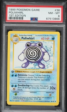 1999 Pokemon Base Set Shadowless 1st Edition Poliwhirl #38 PSA 8 NM-MT