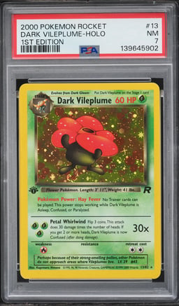 2000 Pokemon Team Rocket 1st Edition Holo Dark Vileplume #13 PSA 7 NRMT