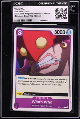 2022 One Piece SD: Animal Kingdom Pirates Super Pre-Release Who's Who #ST04-010 CGC AUTH