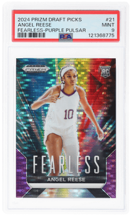 2024 Panini Prizm Draft Picks Fearless Purple Pulsar Angel Reese #21 21/55 PSA 9