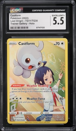 2022 Pokemon Sword & Shield Lost Origin Trainer Gallery Full Art Castform #TG11 CGC 5.5 EX+