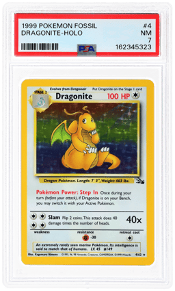 1999 Pokemon Fossil Holo Dragonite #4 PSA 7