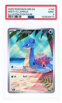 2025 Pokemon Scarlet and Violet Destined Rivals Illustration Rare Misty's Lapras #194 PSA 9
