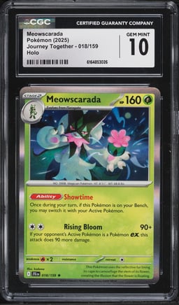 2025 Pokemon Scarlet & Violet Journey Together Minor Miscut Holo Meowscarada #18 CGC 10 GEM