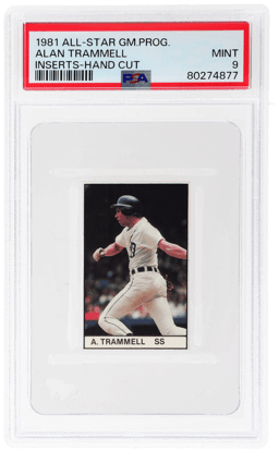 1981 All-Star Game Program Inserts Hand Cut Alan Trammell PSA 9