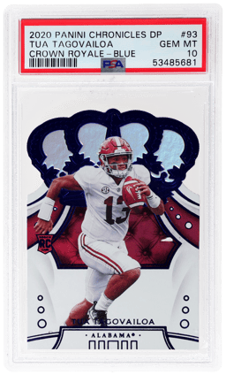 2020 Panini Chronicles Draft Picks Crown Royale Blue Tua Tagovailoa #93 PSA 10