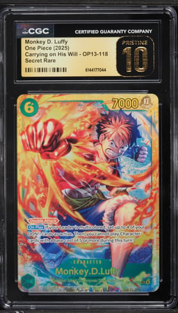 2025 One Piece Carrying On His Will SEC Monkey D. Luffy #OP13-118 CGC 10 PRISTINE