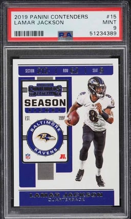2019 Panini Contenders Lamar Jackson #15 PSA 9 MINT