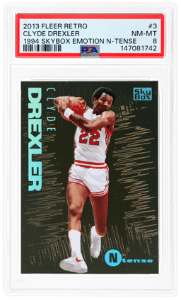 2013 Fleer Retro '94 Skybox Emotion N-Tense Clyde Drexler #3 PSA 8