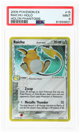 2006 Pokemon Ex Holon Phantoms Holo Raichu #15 PSA 9