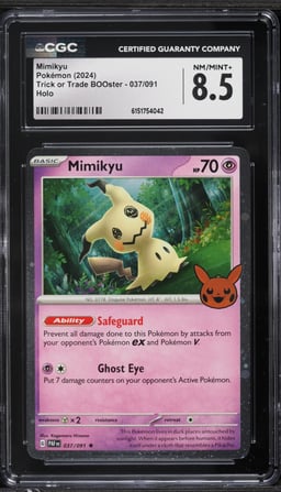 2024 Pokemon Scarlet & Violet Paldean Fates Trick Or Trade Holo Mimikyu #37 CGC 8.5 NM-MT+