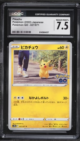 2022 Pokemon Japanese Sword & Shield Pokemon GO Pikachu #27 CGC 7.5 NRMT+