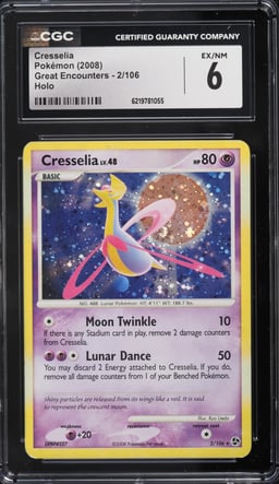 2008 Pokemon Diamond & Pearl Great Encounters Holo Cresselia #2 CGC 6 EXMT