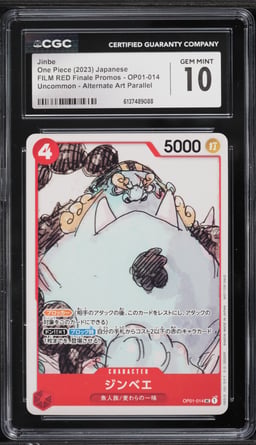 2023 One Piece Japanese Film Red Finale Promo Alt Art Jinbe #OP01-014 CGC 10 GEM MINT