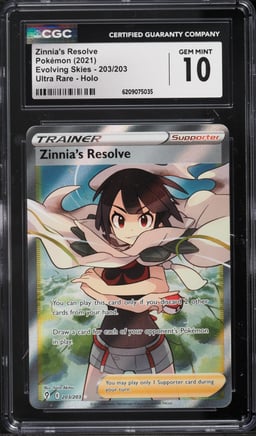 2021 Pokemon Sword & Shield Evolving Skies Full Art Zinnia's Resolve #203 CGC 10 GEM MINT