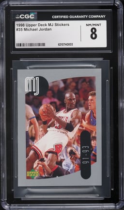 1998 Upper Deck MJ Stickers Michael Jordan #35 CGC 8 NM-MT