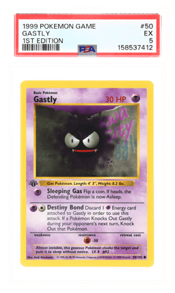 1999 Pokemon Base Set 1st Edition Gastly #50 PSA 5