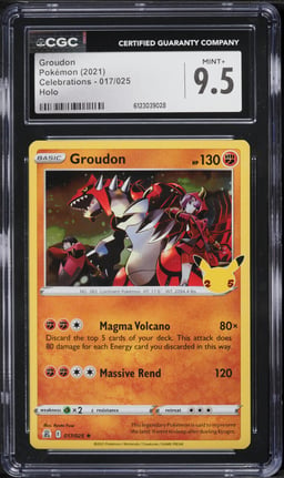 2021 Pokemon Sword & Shield Celebrations Holo Groudon #17 CGC 9.5 MINT+