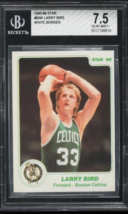 1985 Star Basketball Larry Bird WHITE BORDER #95 BGS 7.5 NRMT+