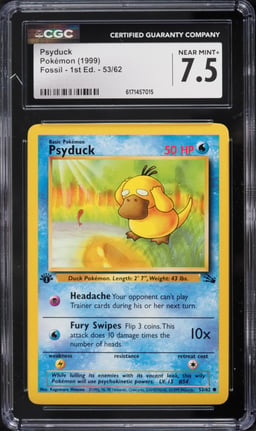 1999 Pokemon Fossil 1st Edition Psyduck #53 CGC 7.5 NRMT+