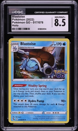 2022 Pokemon Japanese Sword & Shield GO Holo Blastoise #17 CGC 8.5 NM-MT+