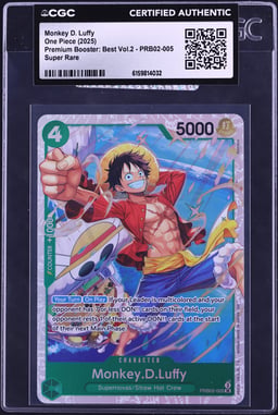 2025 One Piece Premium Best Vol. 2 SR Monkey D. Luffy #PRB02-005 CGC AUTH