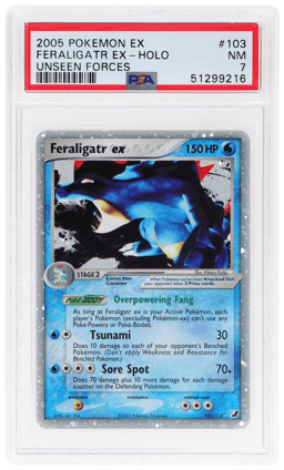 2005 Pokemon Ex Unseen Forces Holo Feraligatr Ex #103 PSA 7