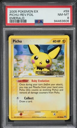 2005 Pokemon EX Emerald Reverse Holo Pichu #59 PSA 8 NM-MT