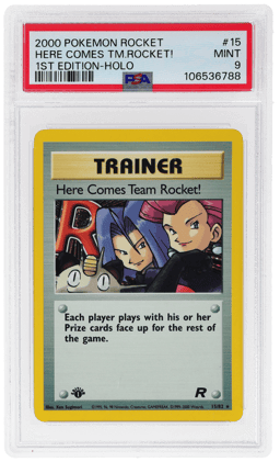 2000 Pokemon Team Rocket Holo 1st Edition Here Comes Team Rocket! #15 PSA 9