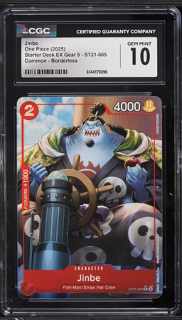 2025 One Piece Starter Deck EX Gear 5 Alt Art Jinbe #ST21-005 CGC 10 GEM MINT