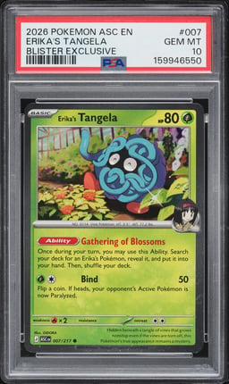 2026 Pokemon Mega Evolution Ascended Heroes Blister Exclusive Erika's Tangela #007 PSA 10 GEM