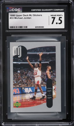 1998 Upper Deck MJ Stickers Michael Jordan #33 CGC 7.5 NRMT+