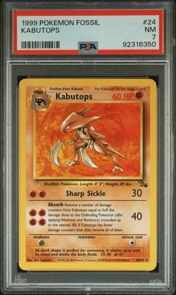 1999 POKEMON FOSSIL #24 KABUTOPS PSA 7