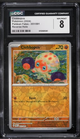 2024 Pokemon Scarlet & Violet Paldean Fates Reverse Holo Clobbopus #051 CGC 8 NM-MT