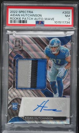 2022 Panini Spectra Wave Aidan Hutchinson ROOKIE PATCH AUTO 25/25 #202 PSA 7