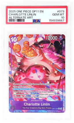2025 One Piece A Fist of Divine Speed Alternate Art Charlotte Linlin #OP11-073 PSA 10