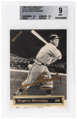 1993 Spectrum Hof I Gold Signature Rogers Hornsby #4 3349/5000 BGS 9