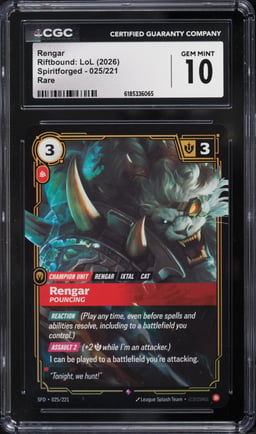 2026 Riftbound League Of Legends LoL Spiritforged Rengar #25 CGC 10 GEM MINT