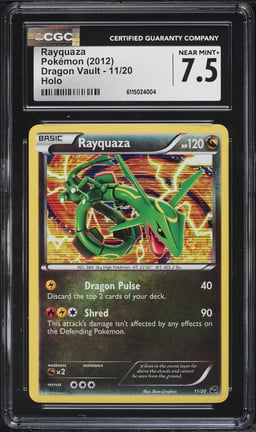 2012 Pokemon Black & White Dragon Vault Holo Rayquaza #11 CGC 7.5 NRMT+