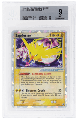 2004 Ex Fire Red & Leaf Green English Zapdos Ex #116 BGS 9