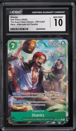 2026 One Piece The Azure Sea's Seven Alt Art Shanks #OP14-027 CGC 10 GEM MINT
