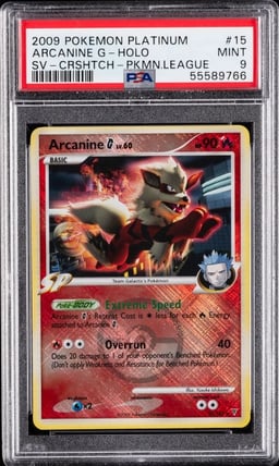 2009 POKEMON PLATINUM SUPREME VICTORS CROSSHATCH #15 ARCANINE G-HOLO PSA 9