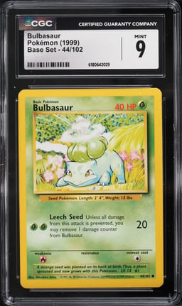 1999 Pokemon Base Set Bulbasaur #44 CGC 9 MINT