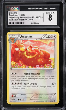 2013 Pokemon Black & White Legendary Treasures Radiant Collection Holo Ursaring #RC16 CGC 8