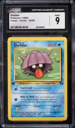 1999 Pokemon Fossil 1st Edition Shellder #54 CGC 9 MINT