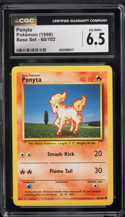 1999 Pokemon Base Set Ponyta #60 CGC 6.5 EXMT+